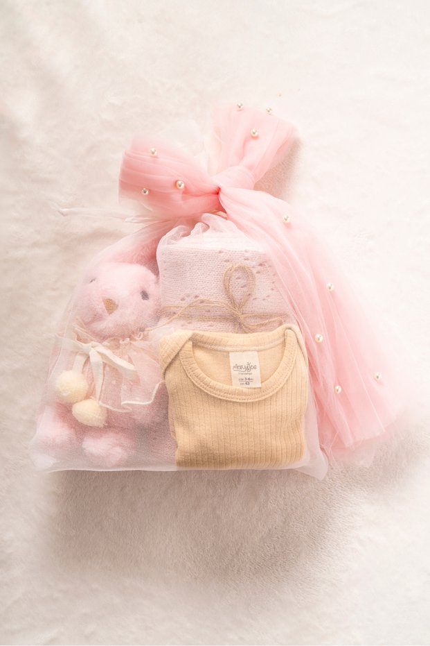 Newborn Gift Set of 3 in a Pouch (Bodysuit, Blanket and Sleeping Companion)