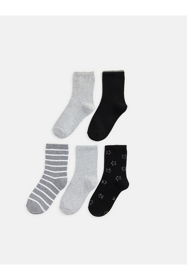 Alita City Gray Patterned 5-Piece Pack Women's Socks with a Difference