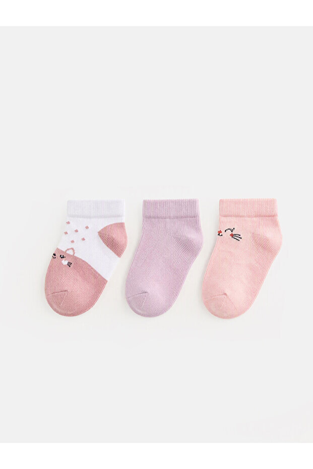 Alita City Pink Patterned 3-Pack Girls' Booties Socks with a Difference