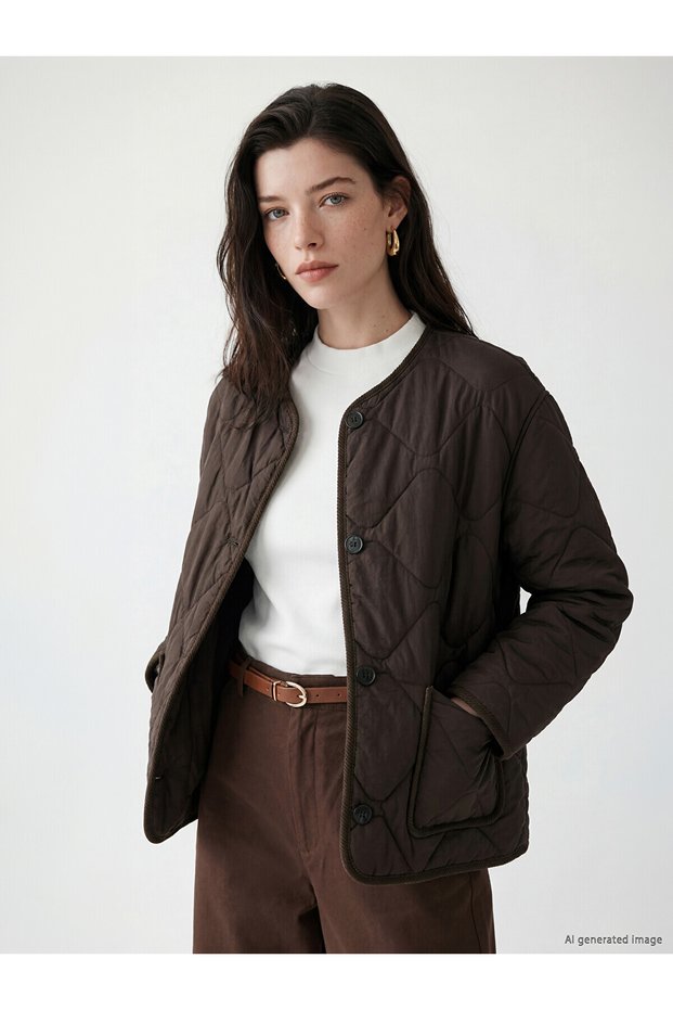 Two Mt Shop Quality Lcw Comfort Brown Quilted Oversize Women's Puffer Coat
