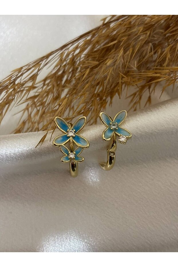 Xuping Steel Earrings with Blue Butterfly Figure