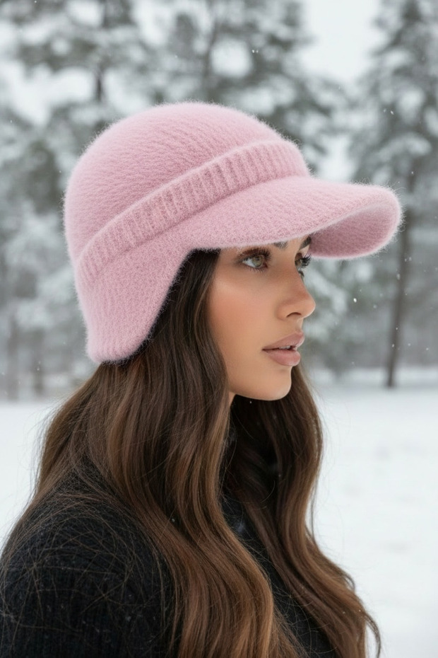 Women's Winter Soft Hat with Earflaps and Ear Muffs
