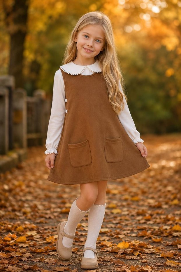 Suede Badli 2-Piece Girls' Dress 2-9 Years