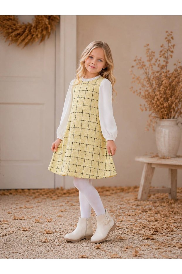 Plaid Strappy Girls' Dress 2-9 Years