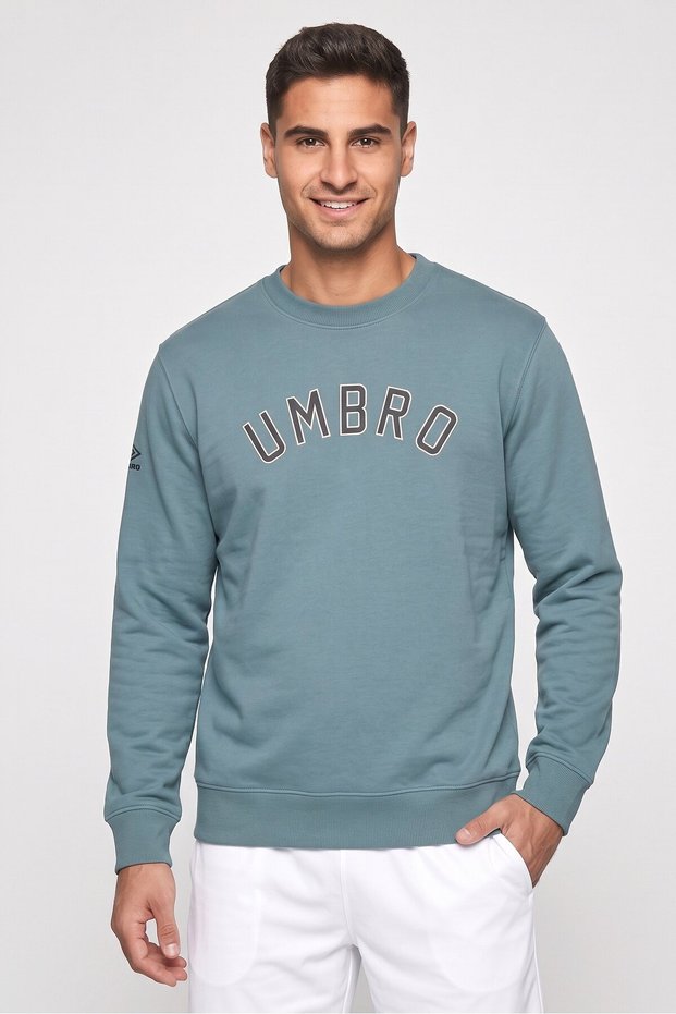Men Sportswear Fit Brand Logo Outdoor Sweatshirt, Sage Green