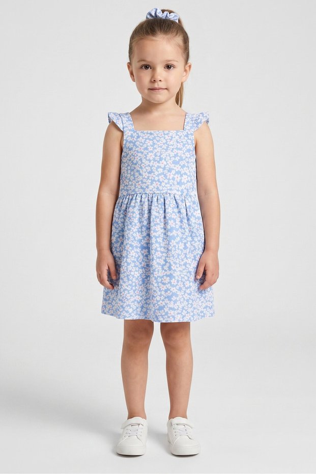 Kids Girl 2 Pieces Floral Print Dress With Headband Set, Multicolor