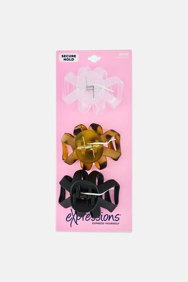 Women 3 Pieces Secure Hold Claw Clips, Multicolor
