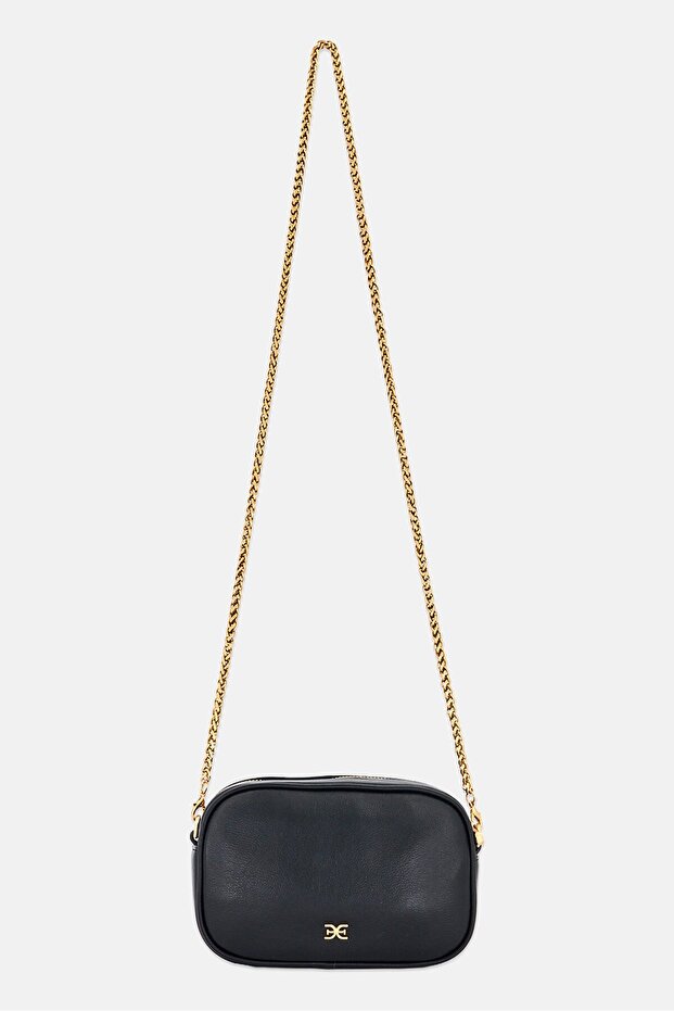 Women Brand Logo Camera Bag, Black