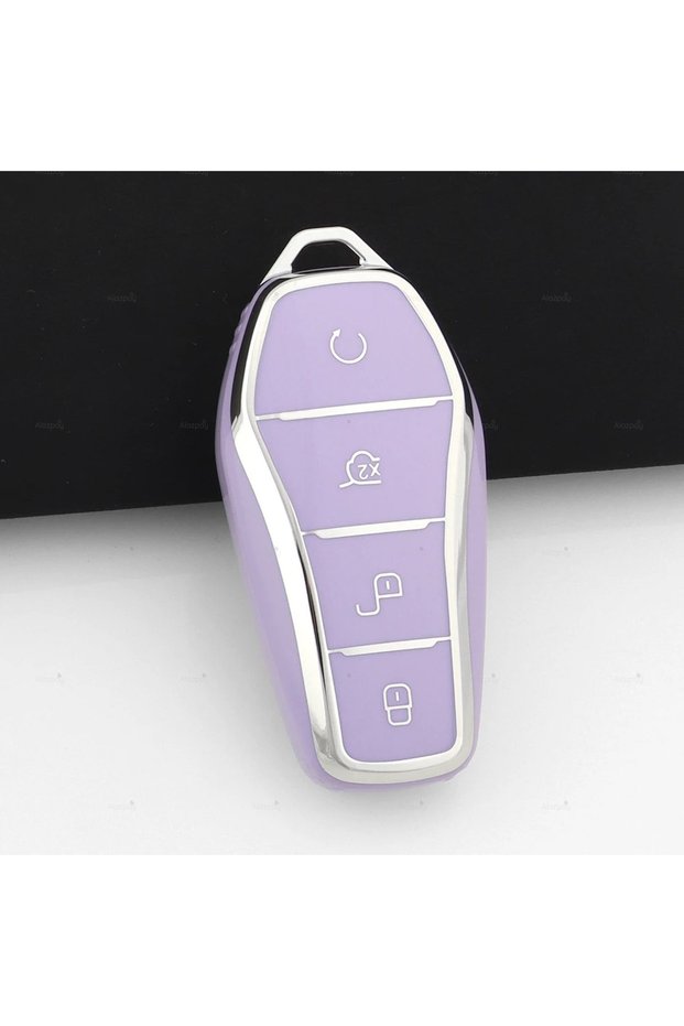 Byd Compatible Atto 3, Seal U, Sealion 7 Silver Edge Tpu Key Case Cover (Lilac)
