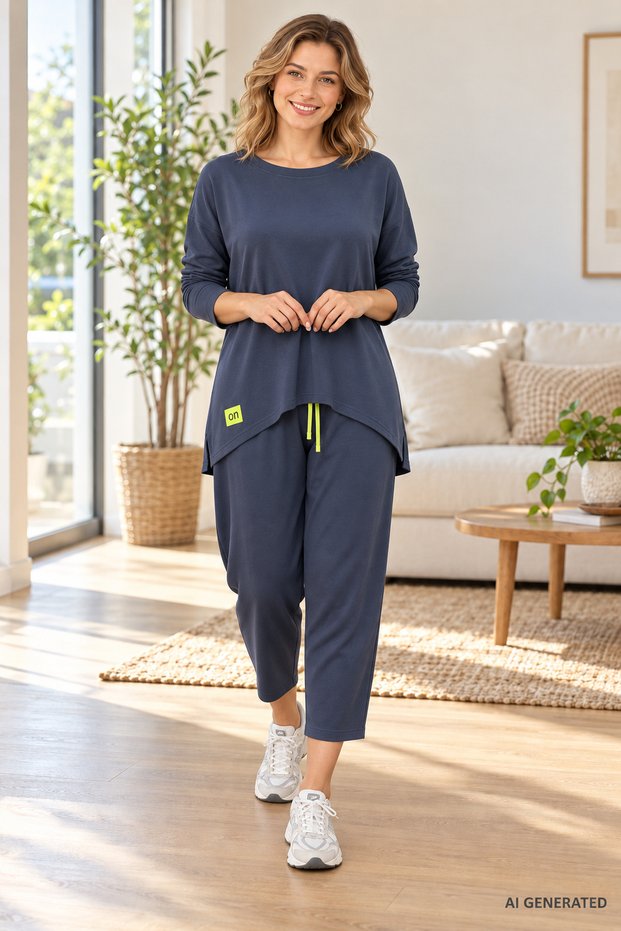 Women's Two-Thread Viscose Cotton Fabric Double Set with Embroidery Details