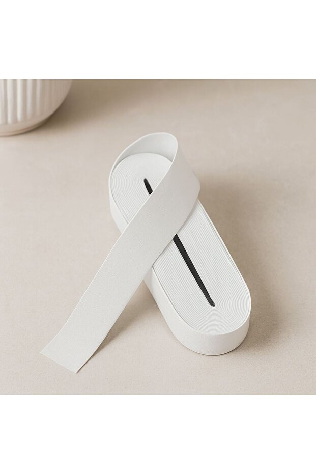 Flat Foot Rubber Band 4 cm White - 10 m Roll