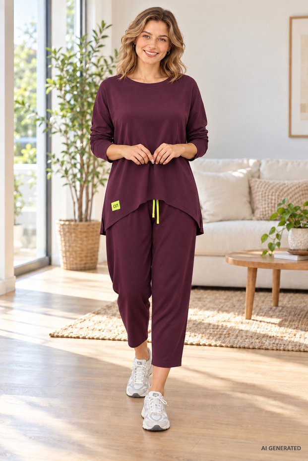 Women's Two-Thread Viscose Cotton Fabric Double Set with Embroidery Details