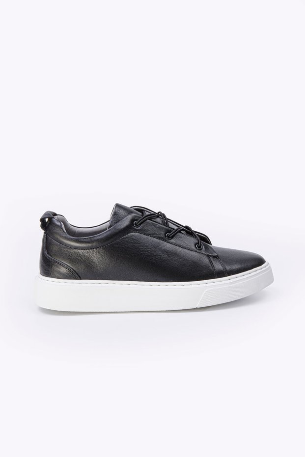 Nivaro Black and White 100% Genuine Leather Men's Casual Shoes