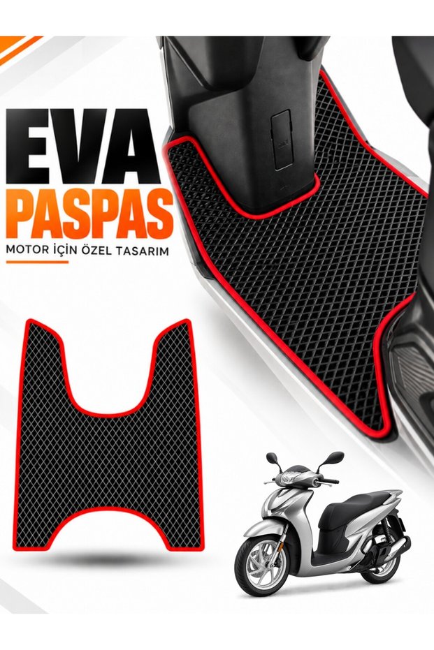 Honda Sh 125 Compatible Eva Motorcycle Mat Scooter Foot Mat Motor-Specific Black-Red