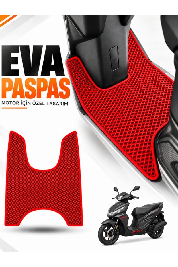 Rks Wi̇ked 125 Compatible Eva Motorcycle Mat Scooter Foot Mat Motor-Specific Red