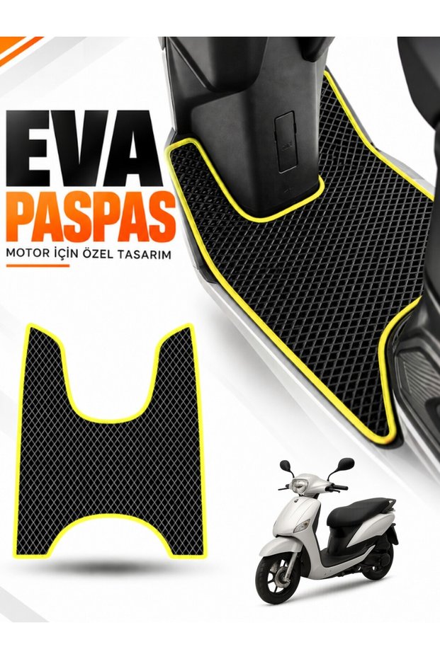 Motlux Ceo Compatible Eva Motorcycle Mat Scooter Foot Mat Motor-Specific Black-Yellow