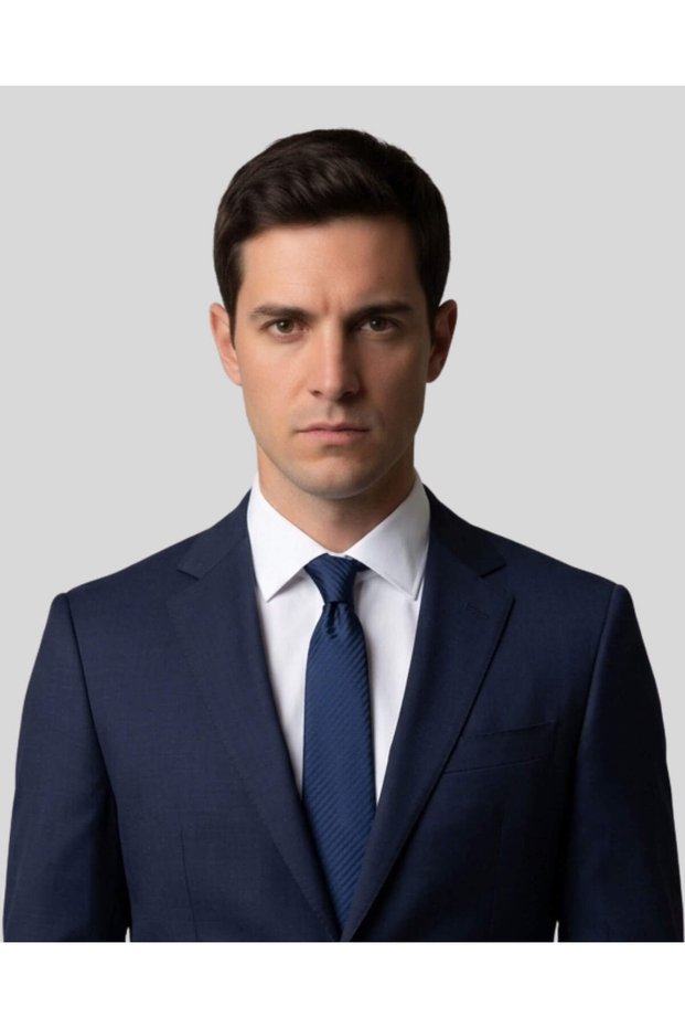 Navy Blue Striped Slim Tie – 7 cm Wide
