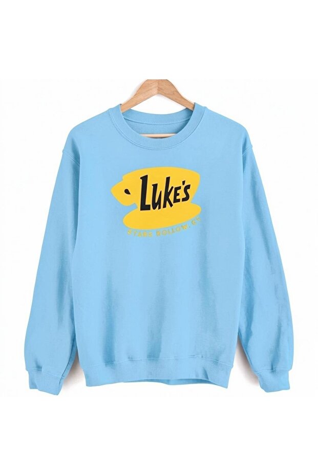 Gilmore Girls Stars Hollow Lukes Printed Cotton 3 Yarn Threaded Crew Neck Oversize Sweatshirt