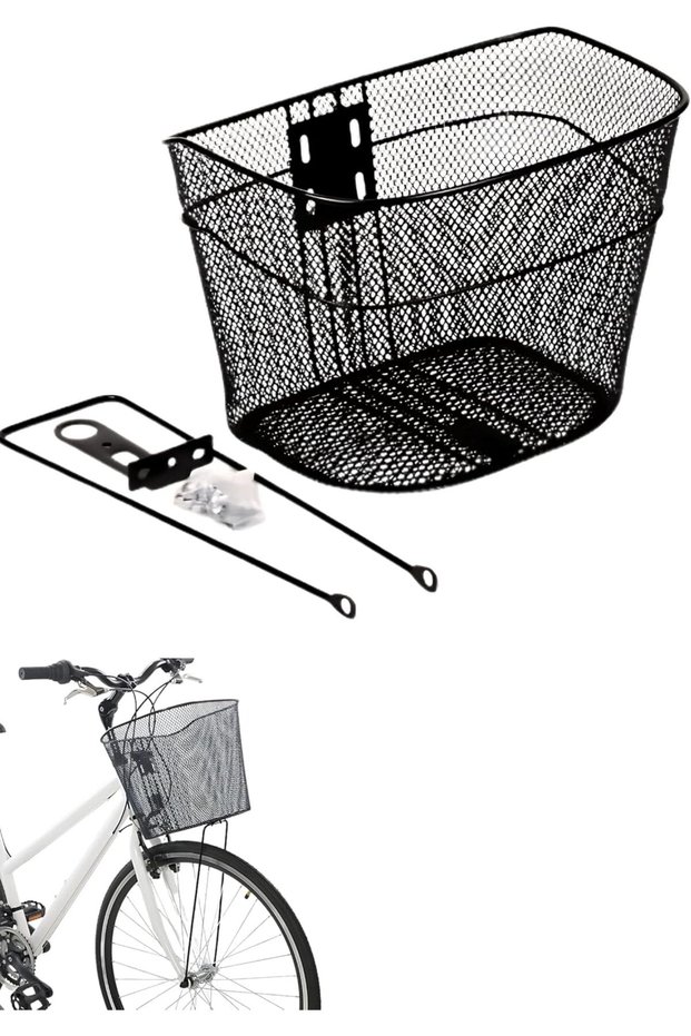 Bicycle Metal Mesh Front Basket – Quick Release Bracket – Stainless Steel Storage for Kids & Adults – Universal Fit Road, Mountain & City Bikes – Black – 9.44 x 10 x 13.3 Inches