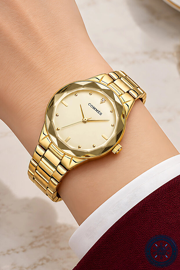 Gold Color Steel Strap Steel Case Women's Wristwatch Sdcms1104