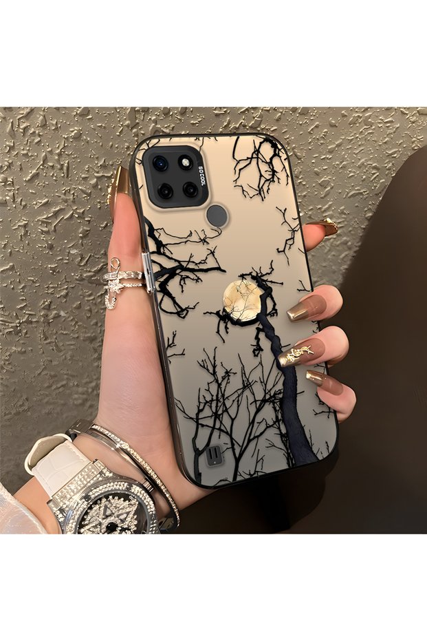 Realme C21Y/C25Y Compatible Firm Tree and Full Moon Art Case, Shock-Absorbing Structure