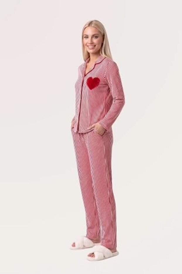 Women's Red Buttoned Pajama Set 30144