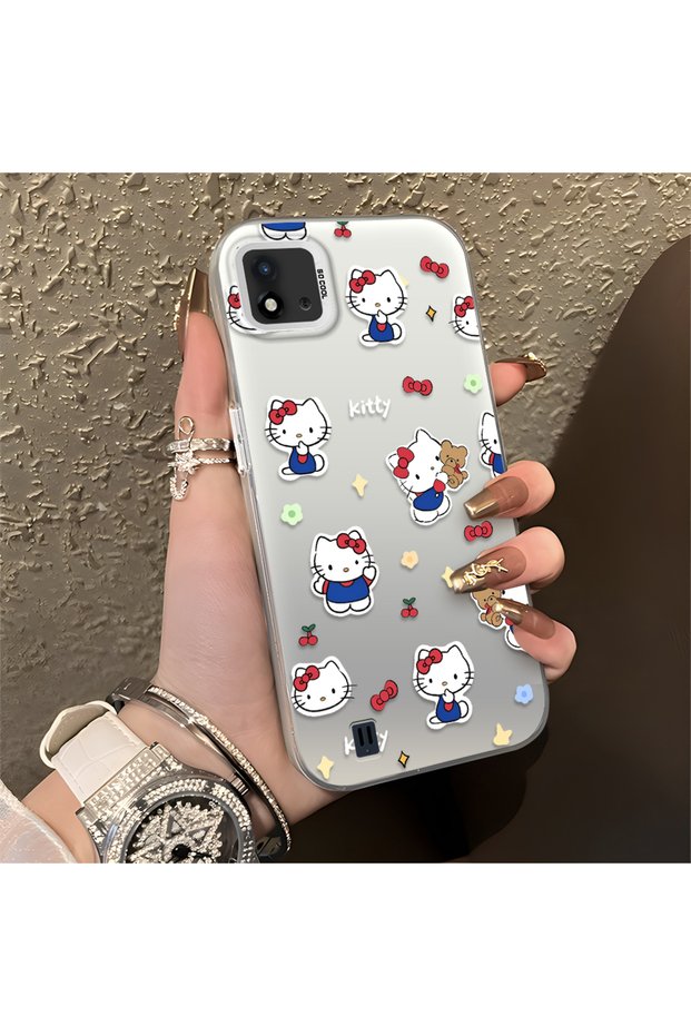 Realme C20/C20A Compatible Cute Cartoon Cat Style Case, Shock-Absorbing Structure, Matte Texture