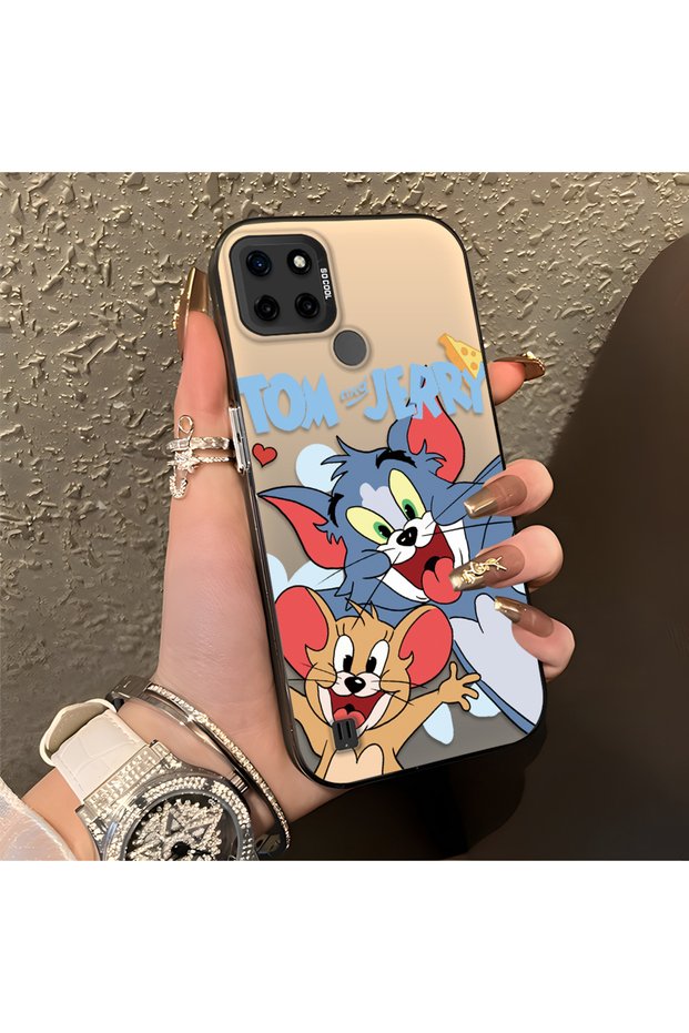 Realme C25Y/C21Y Compatible Cute Cartoon Cat and Mouse Case, Shock-Absorbing Structure, Matte Texture
