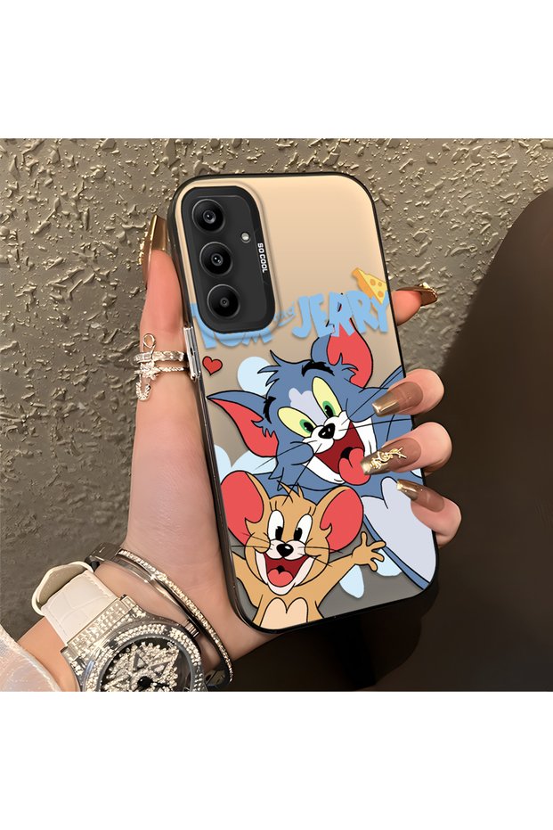 Samsung Galaxy A25 Compatible Cute Cartoon Cat and Mouse Case, Shock-Absorbing Structure, Matte Texture