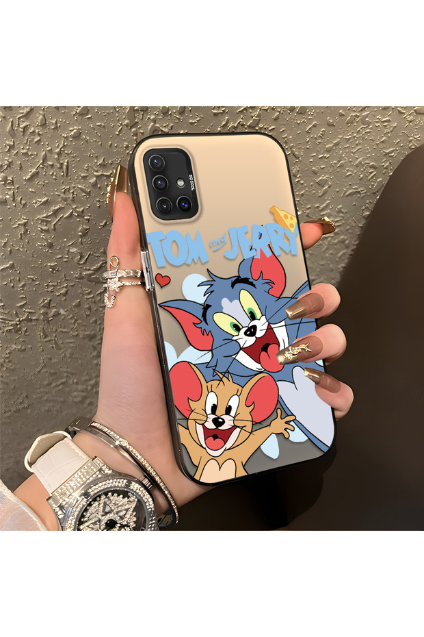 Samsung Galaxy A51 4g Compatible Cute Cartoon Cat and Mouse Case, Shock Absorbing Structure, Matte Texture