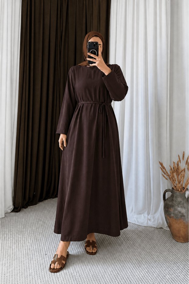 Belted Dress - 4156 - Brown
