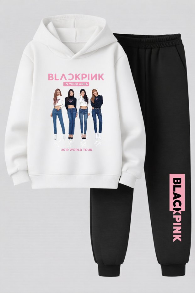 Blackpink Printed 3-Ply Quality Sweatshirt and Trackpants Kids Bottom-Top Set