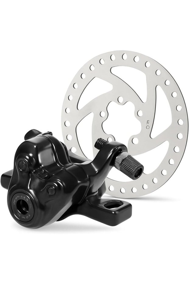 Electric Scooter Brake Disc Caliper Kit – 140mm 6-Hole Aluminum Alloy Rotor with Caliper, Durable Stainless Steel Replacement for E-Scooter Braking Performance & Safety Upgrade