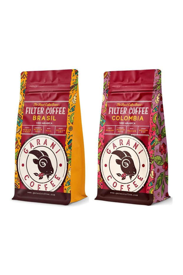 South American Filter Coffee Set Brazil and Colombia 2X250 g 500 g Ground for French Press