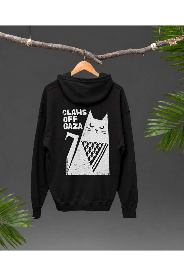 Claws Off Gaza Printed Oversize Unisex Hooded Sweatshirt