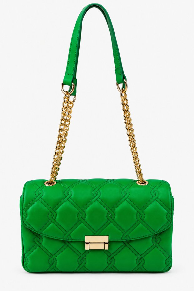 Laila Women's Stitched Chain Strap Hand and Shoulder Bag-Green
