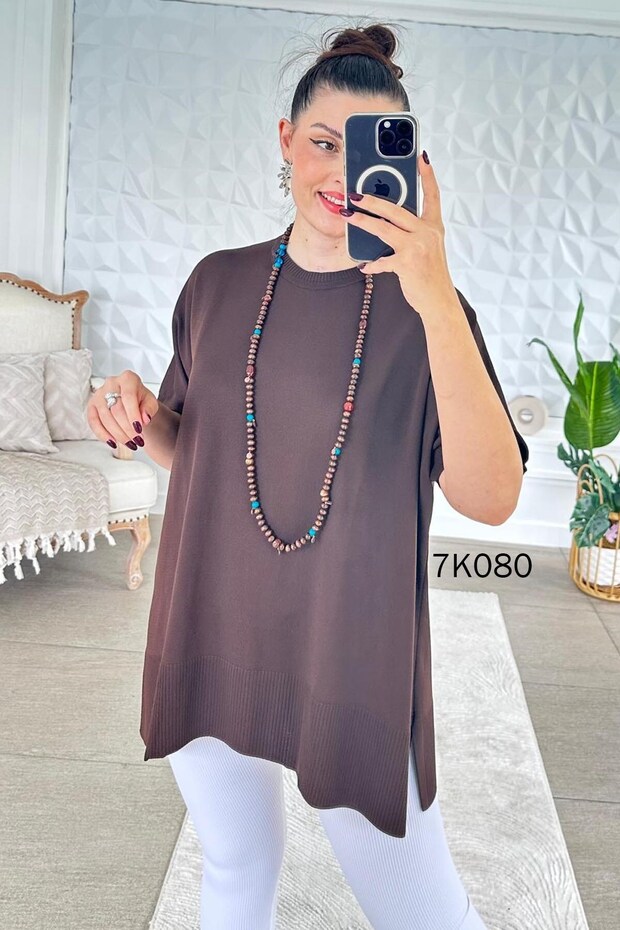 Bat Sleeve Long Knitwear Blouse 7K080