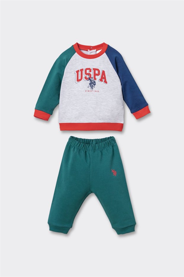 Baby Boy Printed Tracksuit Set 6-36 Months Gray
