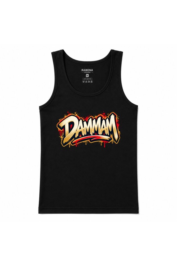 Dammam Golden Urban Graffiti Lettering Graphic Tank Top