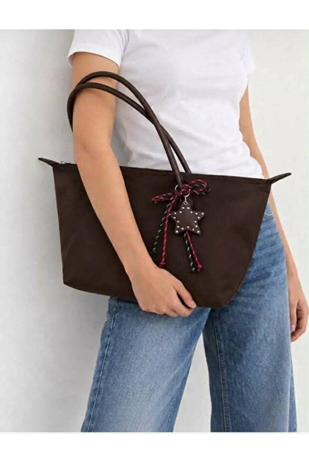 Women's Large Shoulder Bag with Coffee Star Charm