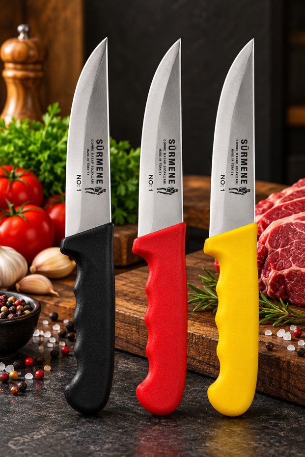 1 Piece Makrosel No:1 Stainless Steel Kitchen Knife with Plastic Handle – Sharp and Durable Knife for Daily Use