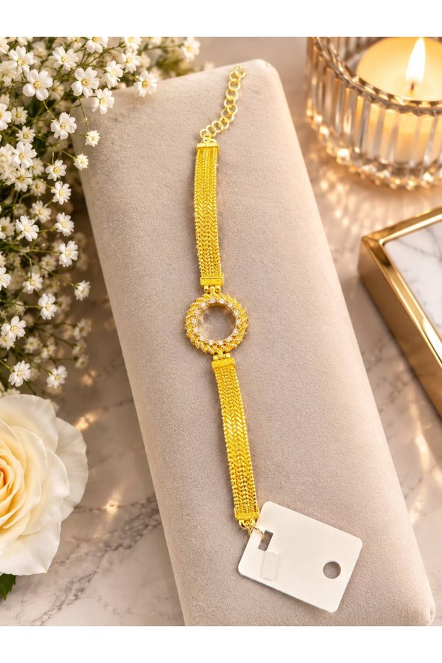 Quarter and Gram Weighted Hollow Gold Color Frame Bracelet - M4