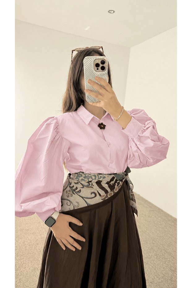 Balon Sleeve Shirt - 24135 - Powder Pink