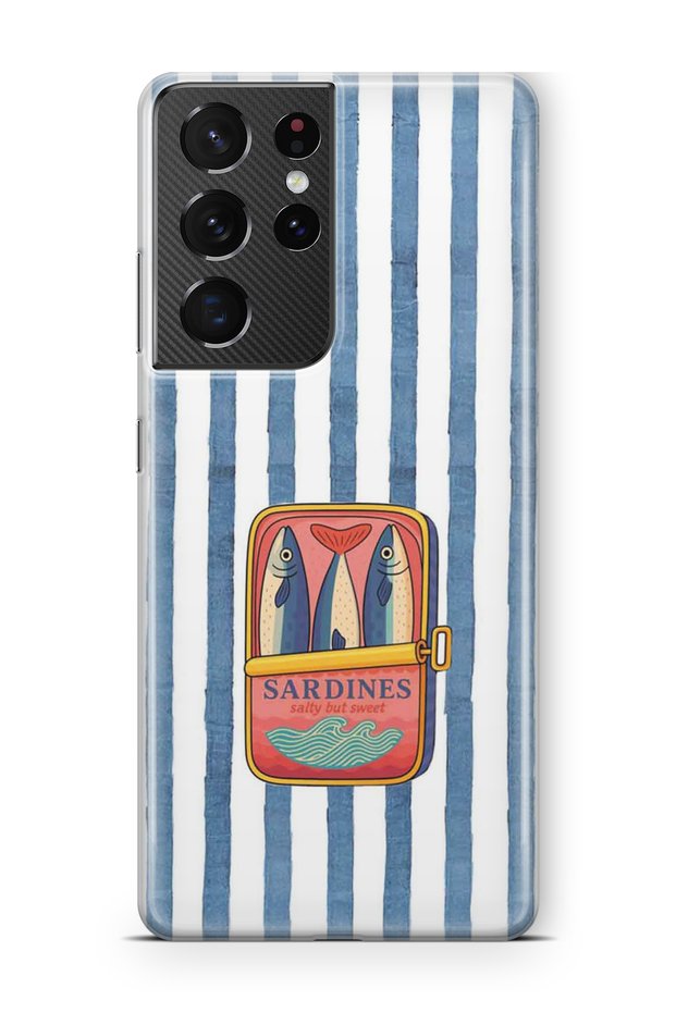 Samsung Galaxy S21 Ultra Compatible Sardine Box Patterned Transparent Phone Case
