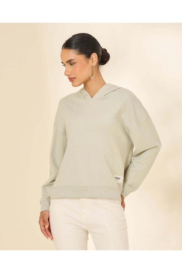 Women Sage Green Hooded Sweatshirt