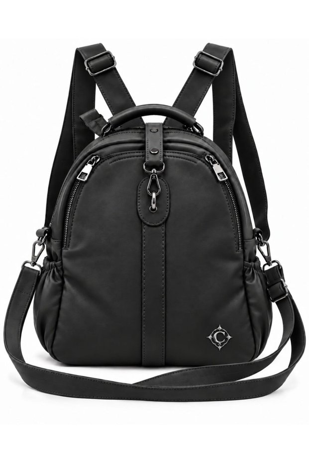 Women's Imported Leather Multi-Section Shoulder and Backpack Bag (Size 34X28)