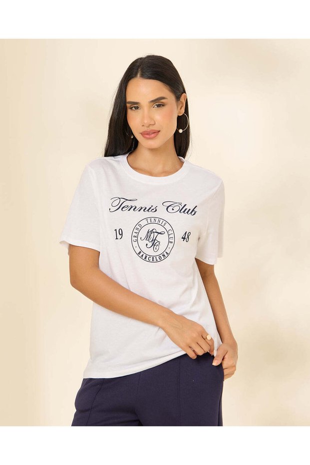 Women White Printed T-Shirt