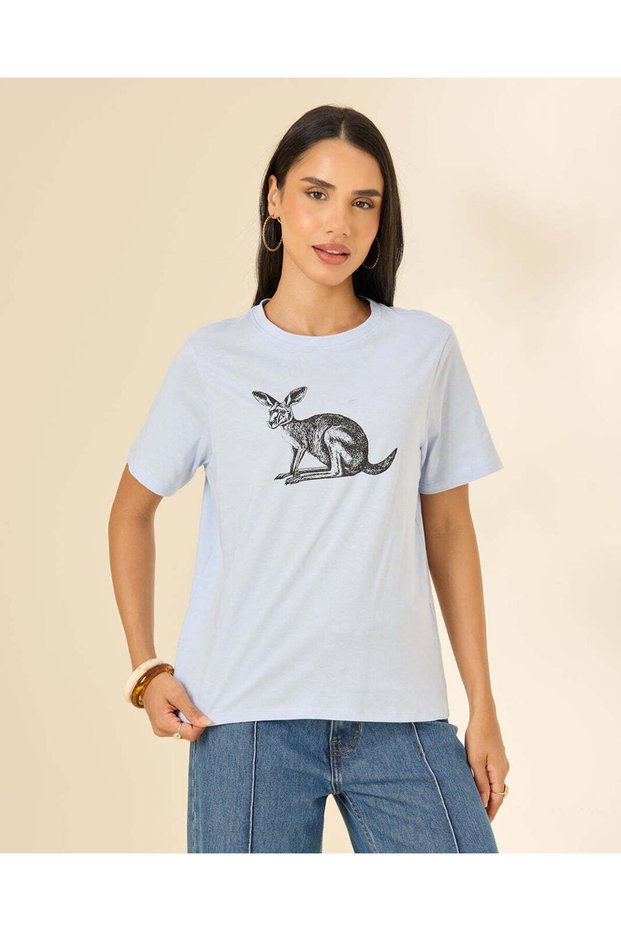 Women Blue Printed T-Shirt
