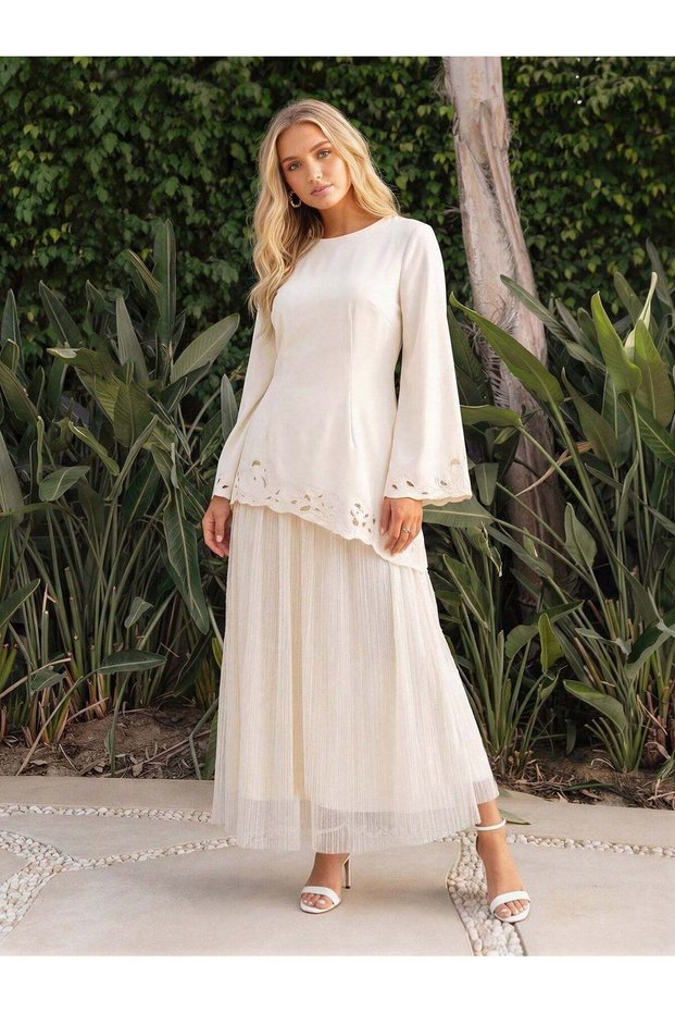 Rochie maxi, crem