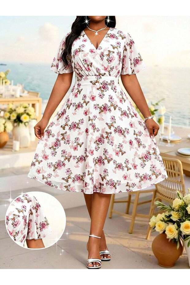Rochie midi, mix culori